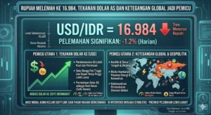 Rupiah Melemah ke 16.984, Tekanan Dolar AS dan Ketegangan Global Jadi Pemicu