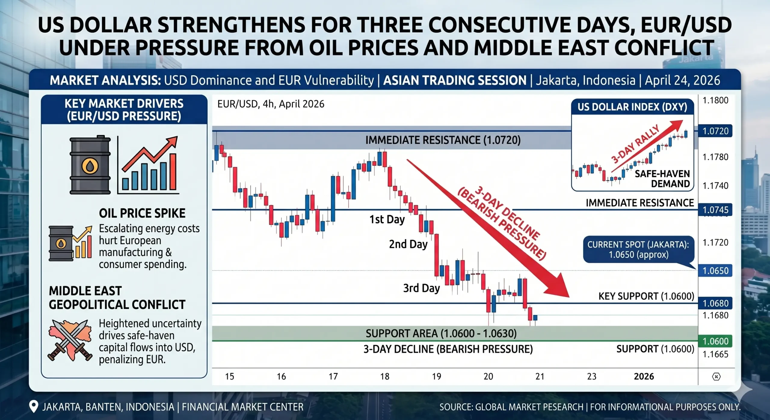 Dolar AS Menguat Tiga Hari Beruntun, EUR/USD Tertekan oleh Harga Minyak dan Konflik Timur Tengah