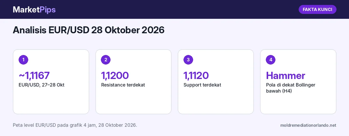 Fakta kunci: Analisis EUR/USD 28 Oktober 2026: Bertahan di Sekitar 1,1167 dengan Pola Hammer, Resistance 1,1200 dan Support 1,1120