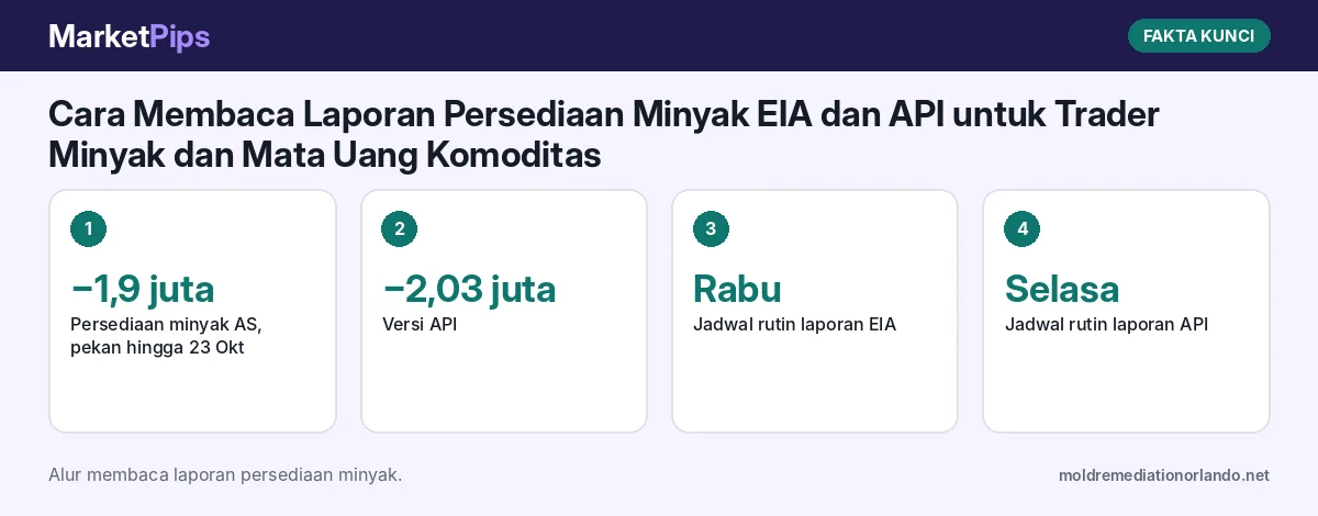Fakta kunci: Cara Membaca Laporan Persediaan Minyak EIA dan API untuk Trader Minyak dan Mata Uang Komoditas