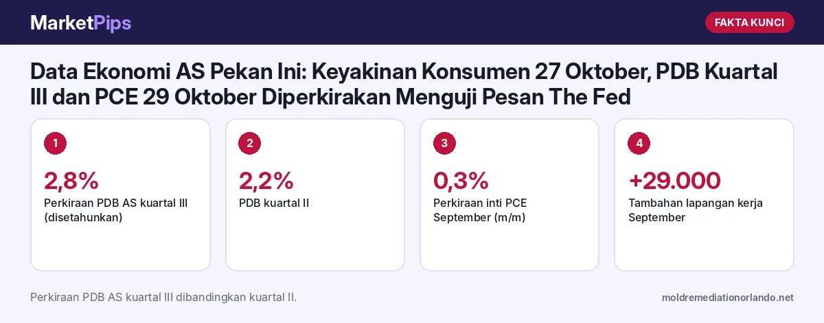 Fakta kunci: Data Ekonomi AS Pekan Ini: Keyakinan Konsumen 27 Oktober, PDB Kuartal III dan PCE 29 Oktober Diperkirakan Menguji Pesan The Fed