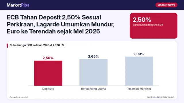 ECB Tahan Deposit 2,50% Sesuai Perkiraan, Lagarde Umumkan Mundur, Euro ke Terendah sejak Mei 2025