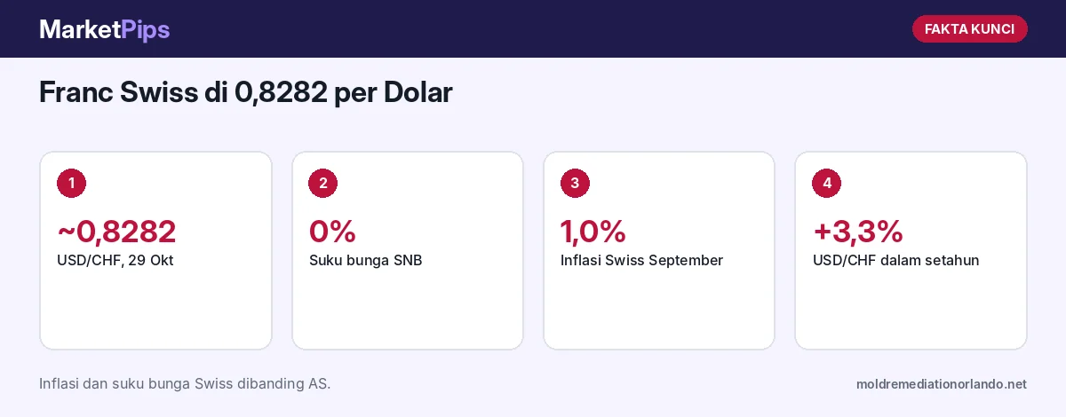 Fakta kunci: Franc Swiss di 0,8282 per Dolar: SNB Tahan 0% dan Inflasi Swiss Naik ke 1,0%