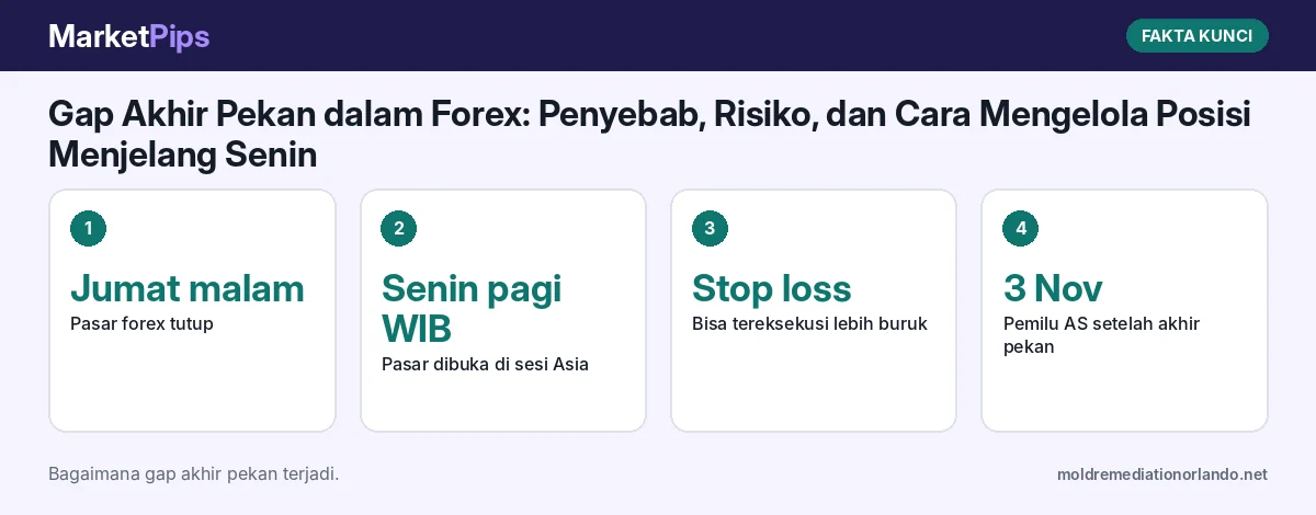 Fakta kunci: Gap Akhir Pekan dalam Forex: Penyebab, Risiko, dan Cara Mengelola Posisi Menjelang Senin