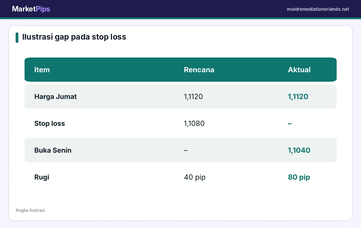 Contoh dampak gap pada stop loss