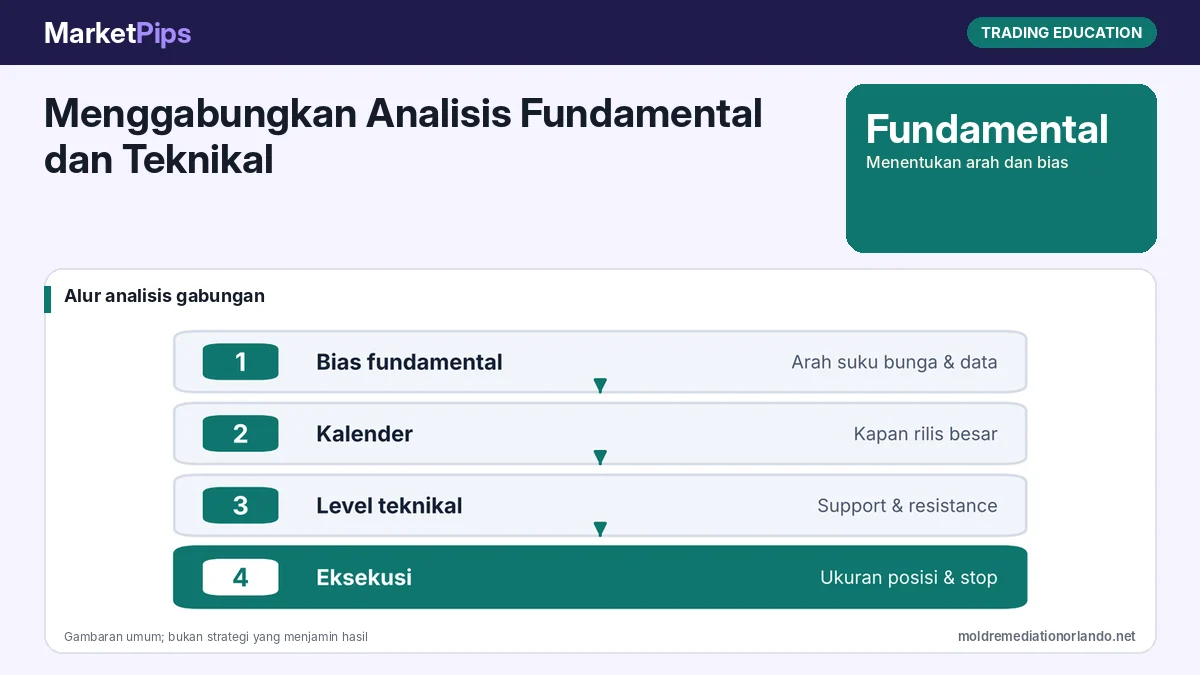 Menggabungkan Analisis Fundamental dan Teknikal: Fundamental untuk Arah, Teknikal untuk Waktu, dengan Contoh Pekan Bank Sentral Oktober 2026