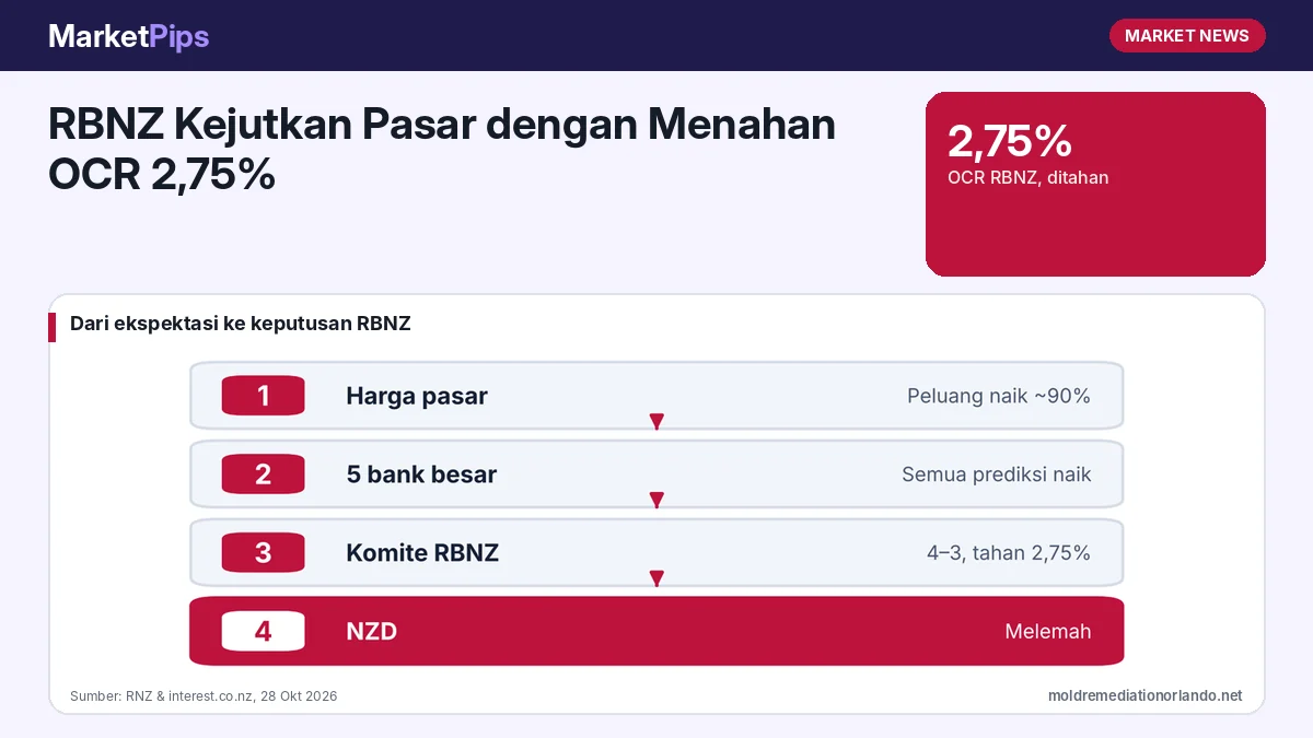 RBNZ Kejutkan Pasar dengan Menahan OCR 2,75%: Kelima Bank Besar Selandia Baru Salah Memprediksi, Ini Pelajarannya bagi Trader