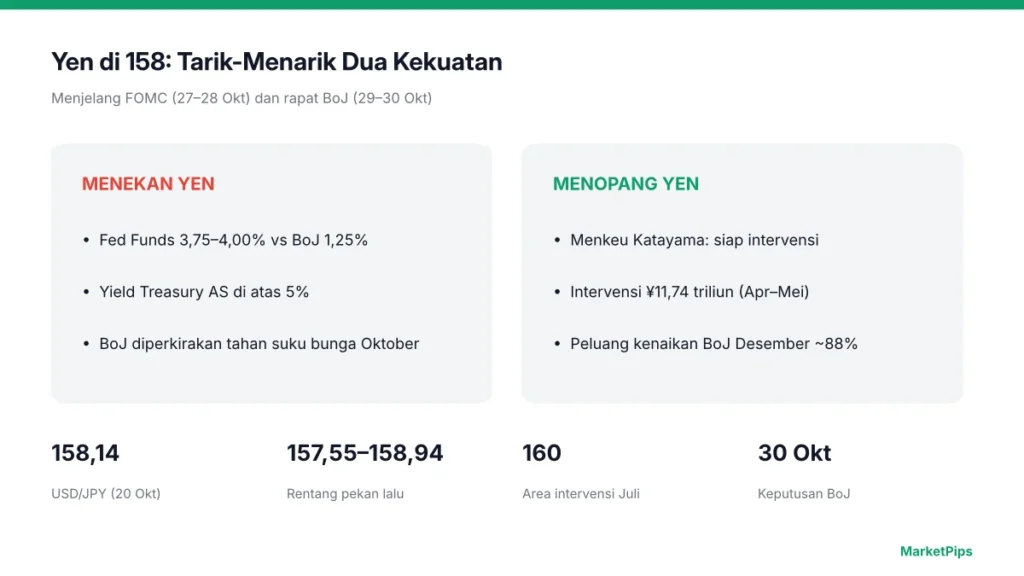Faktor yang menahan dan menekan yen menjelang rapat BoJ Oktober 2026.